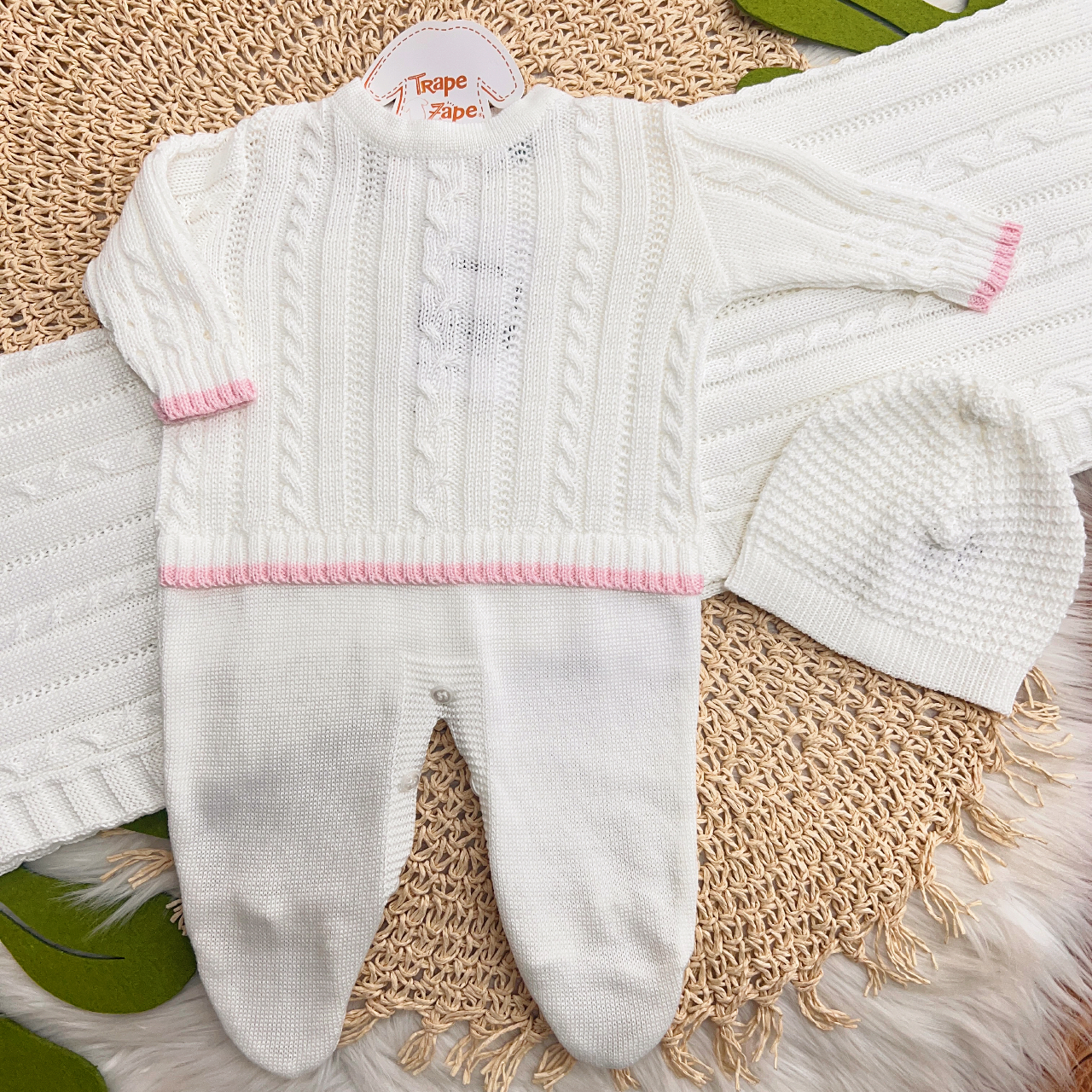 Saída de Maternidade Color - Branco e Rosa